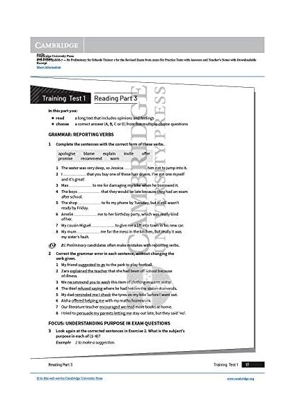 B1 Preliminary For Schools Trainer 1 For The Revised 2020 Exam Six Practice Tests With Answers And Teacher's Notes With Downloadable Audio fiyatları