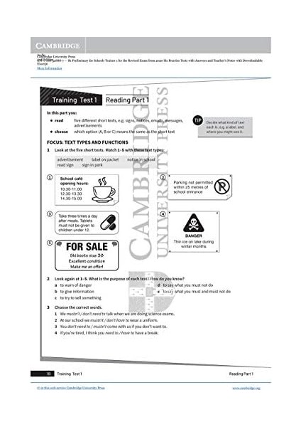B1 Preliminary For Schools Trainer 1 For The Revised 2020 Exam Six Practice Tests With Answers And Teacher's Notes With Downloadable Audio modelleri