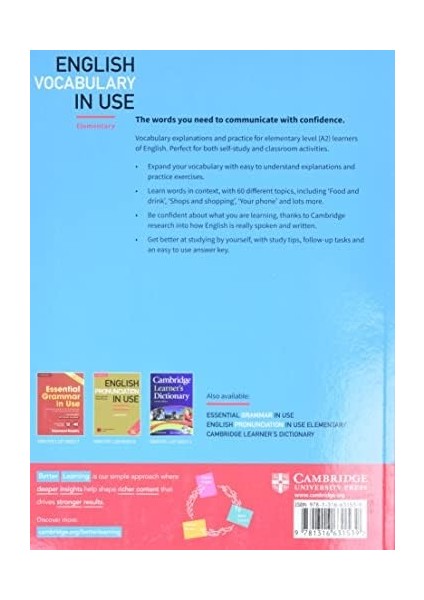 English Vocabulary In Use Elementary With Key Third Edition: Vocabulary Reference And Practice modelleri