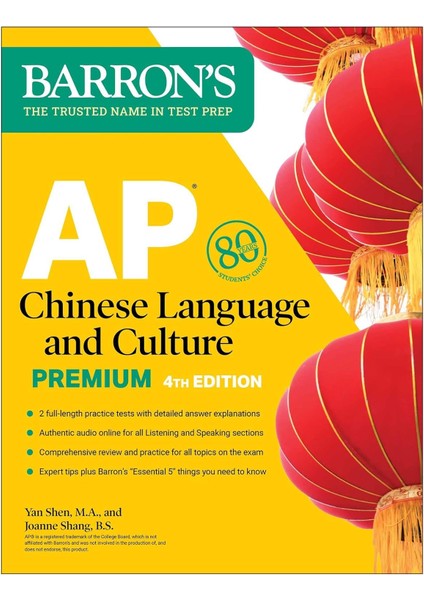 Ap Chinese Language And Culture Premium, Fourth Edition: Prep Book With 2 Practice Tests + Comprehensive Review + Online Audio fiyatları
