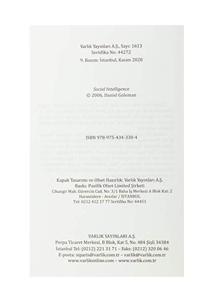 Sosyal Zeka: Insan Ilişkilerinin Yeni Bilimi fiyatları