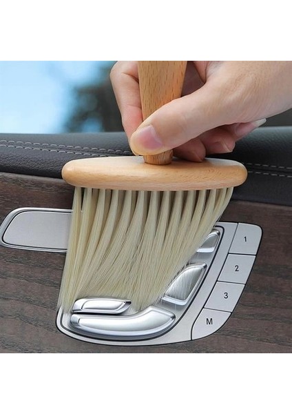 Araba Için Ahşap Saplı Yumuşak Kıl Fırça Detaylı Toz Alma Temizleme Fırçası ( Lisinya )