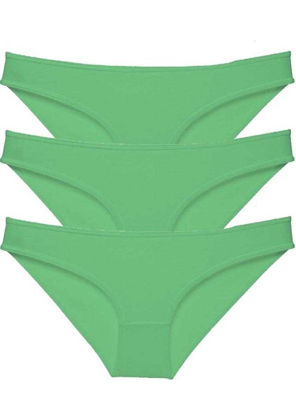 3 Adet Süper Eko Set Likralı Kadın Slip Külot Yeşil