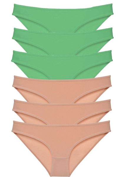 6 Adet Süper Eko Set Likralı Kadın Slip Külot Yeşil Ten