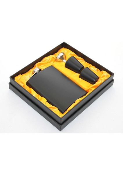 Paslanmaz Çelik 2 Shot Bardaklı Matara Seti Siyah Renk