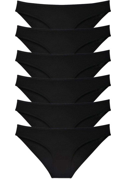 6 Adet Süper Eko Set Likralı Kadın Slip Külot Siyah