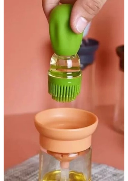 Hazneli Silikon Uçlu Cam Yağdanlık Sirke Yağ Yumurta ve Sos Fırçası Asorti fiyatları