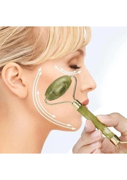 2li Set Çift Taraflı Cilt Temizleme Fırçası ve Yeşim Taşı Çift Taraflı Cilt Masaj Aleti ( Lisinya ) indirimleri