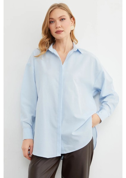 Basic Yırtmaçlı Oversize Gömlek modelleri
