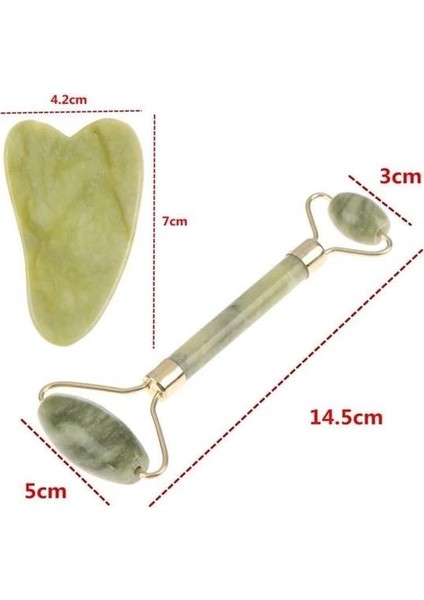 Çift Taraflı 2li Cilt Yüz Masaj Aleti Jade Roller Yeşim Taşı Seti ( Lisinya ) modelleri