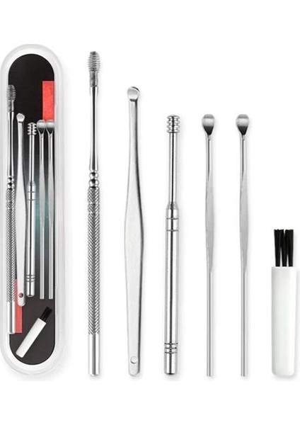6 Parça Paslanmaz Çelik Kulak Balmumu Toplayıcı Çıkarıcı Temizleyici Bakımı Çubuk Seti ( Lisinya )