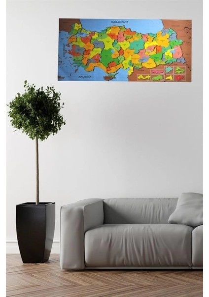 Renkli Türkiye Haritası Manyetik Yapıştırıcı Gerektirmeyen Duvar Stickerı 118 cm * 56 cm ( Lisinya ) indirimleri
