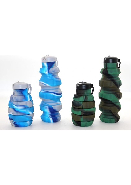 El Bombası Tasarımı Katlanabilir Portatif Silikon Su Şişesi 500 ml ( Lisinya )