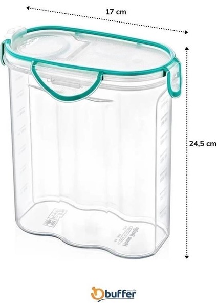 Kilitli Kapaklı Contalı Hava,su Sıvı Geçirmez 2,4 Litre Erzak Saklama KABI-SA590 ( Lisinya )