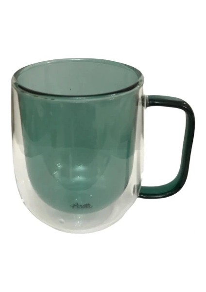 Çift Cidarlı Cam Kupa Yeşil Renk ( Lisinya )