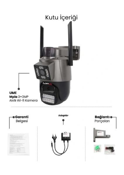 3 Mp + 3 Mp Çift Lens Wi-Fi Tf Kart Girişli Güvenlik Kamerası fiyatları
