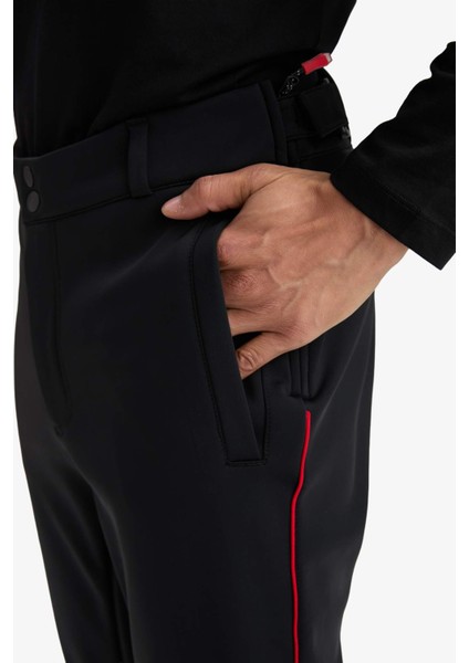 Regular Fit Fermuarlı Düz Paça Softshell Kayak PANTOLONU F5643AX25WN