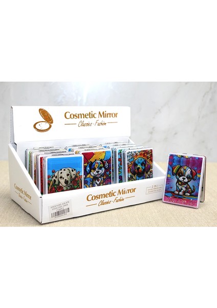 Hareketli Sulu Detaylı Köpek Figürlü El Aynası ( Lisinya )