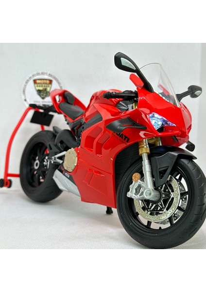 Ducati Panigale V4 1:9 Ölçek(26 Cm) – Işıklı Diecast Motosiklet Modeli - Arka Teker Stantlı
