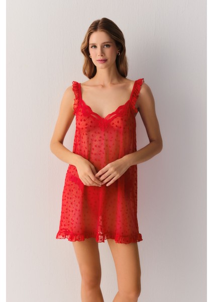 Candy Cane Dantelli Kısa Gecelik fiyatları