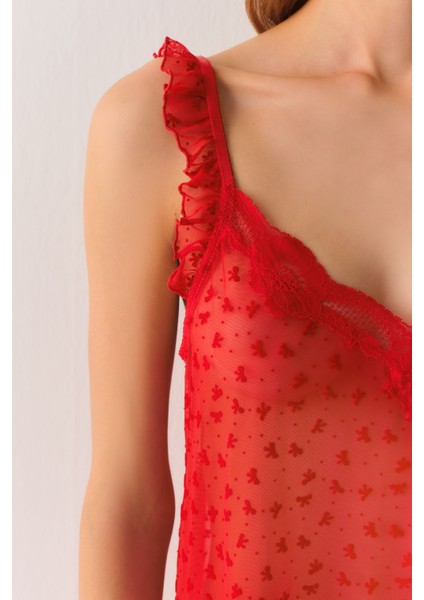 Candy Cane Dantelli Kısa Gecelik modelleri