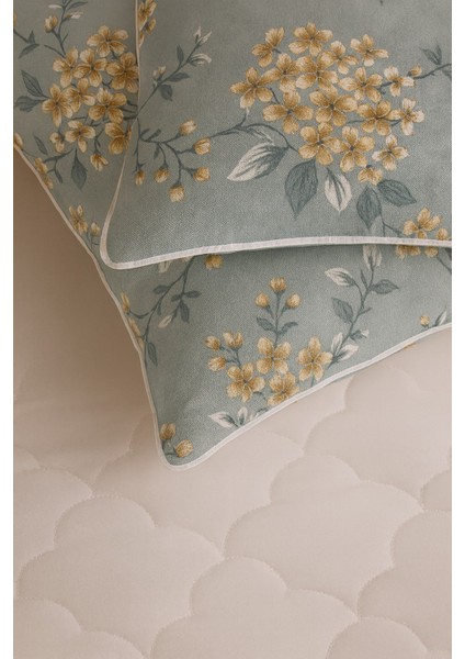 Mirna 2 Li Yeşil Desenli Pamuklu Kumaş Fermuarlı Yastık Kılıfı fiyatları