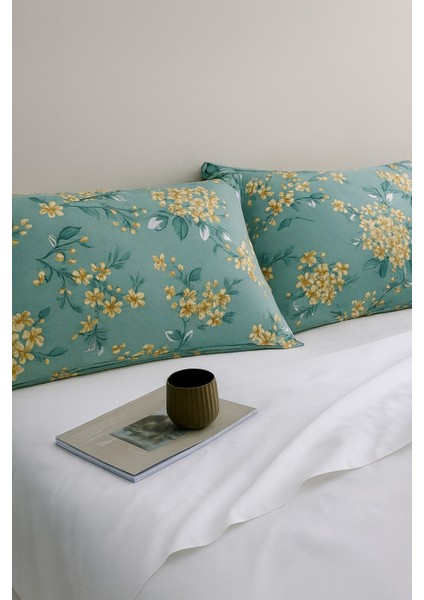 Mirna 2 Li Yeşil Desenli Pamuklu Kumaş Fermuarlı Yastık Kılıfı modelleri