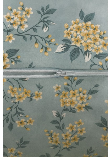 Mirna 2 Li Yeşil Desenli Pamuklu Kumaş Fermuarlı Yastık Kılıfı fırsatları