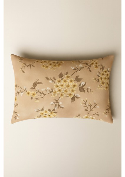 Mirna 2 Li Kahve Desenli Pamuklu Kumaş Fermuarlı Yastık Kılıfı