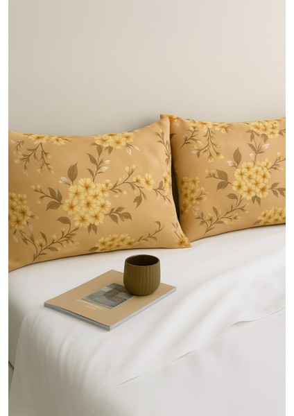 Mirna 2 Li Kahve Desenli Pamuklu Kumaş Fermuarlı Yastık Kılıfı modelleri