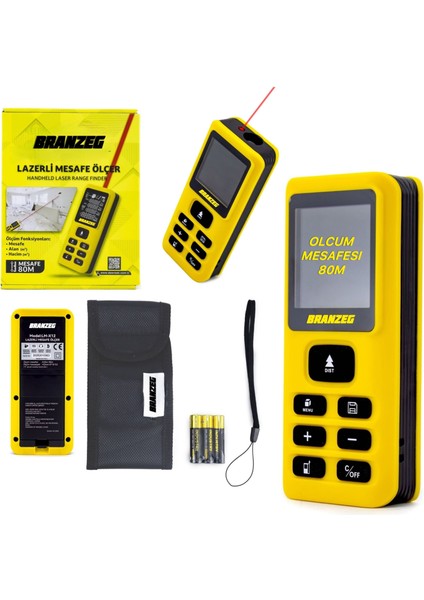 Lazer Metre Dijital Ölçüm Cihazı Mesafe 80M Pil Hediyeli