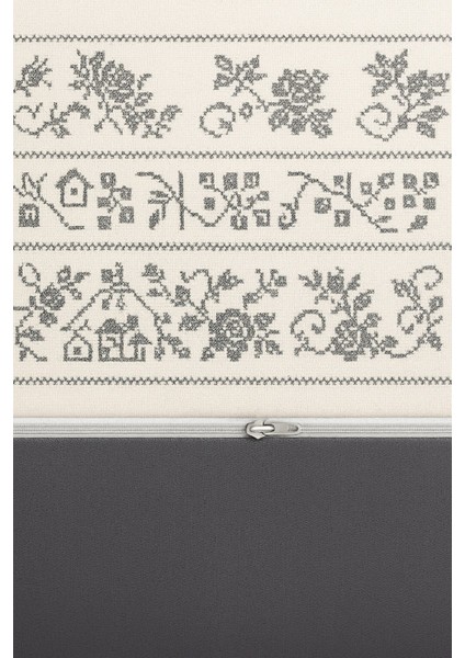 Veronika 2 Li Gri Desenli Pamuklu Kumaş Fermuarlı Yastık Kılıfı fırsatları