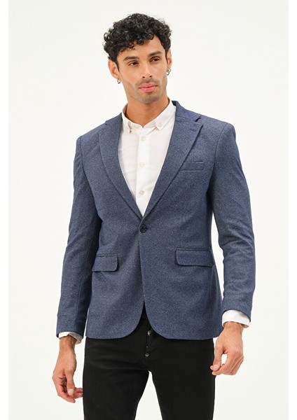 Erkek Slim Fit Blazer Ceket Mavi