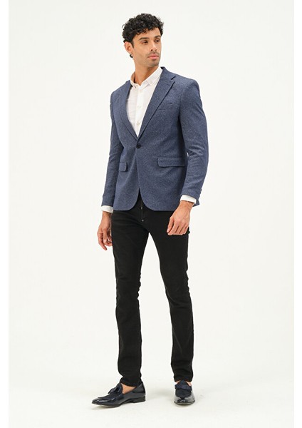 Erkek Slim Fit Blazer Ceket Mavi