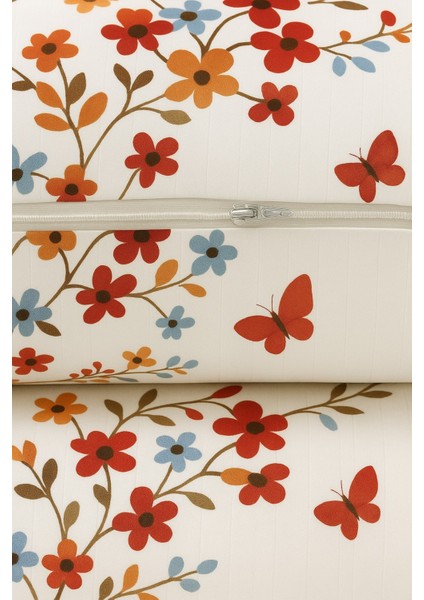 Kelebek 2 Li Kırmızı Desenli Pamuklu Kumaş Fermuarlı Yastık Kılıfı fırsatları