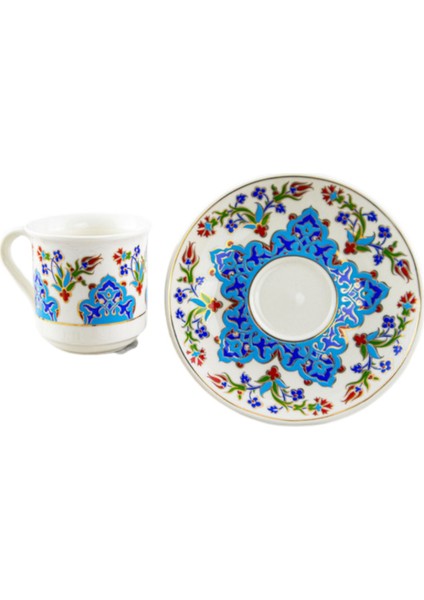 Kütahya Kahve Seti (5 Parça) - Porselen Tepsi + 2 Fincan + 2 Altlık - Kadife Hediye Kutusu modelleri