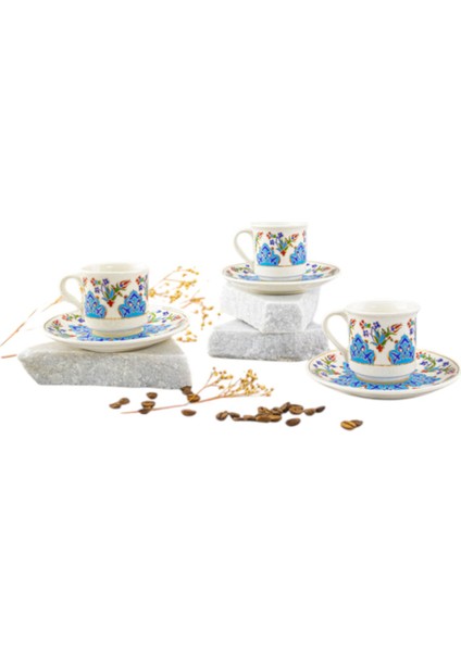 Kütahya Kahve Seti (5 Parça) - Porselen Tepsi + 2 Fincan + 2 Altlık - Kadife Hediye Kutusu indirimleri