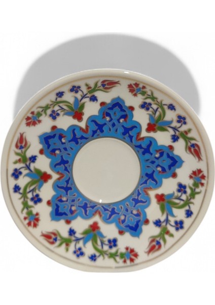 Kütahya Kahve Seti (5 Parça) - Porselen Tepsi + 2 Fincan + 2 Altlık - Kadife Hediye Kutusu