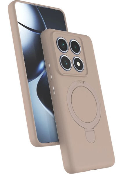 Xiaomi Mi 14T Pro Uyumlu Kamera Koruma Çıkıntılı Magsafe Halka Standlı Kılıf