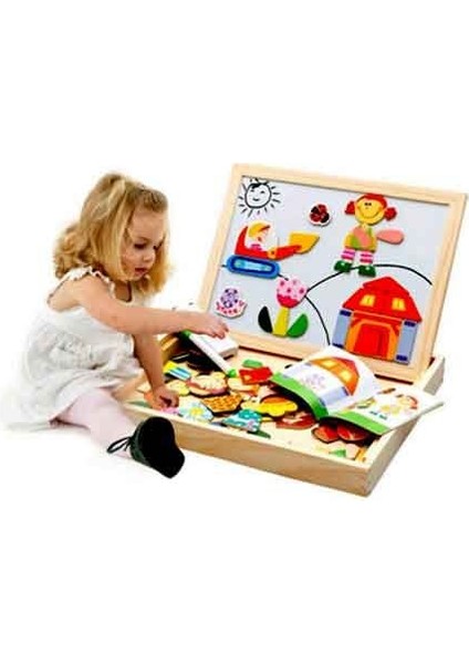 Mıknatıslı Çift Taraflı Ahşap Yazı Tahtası Seti modelleri