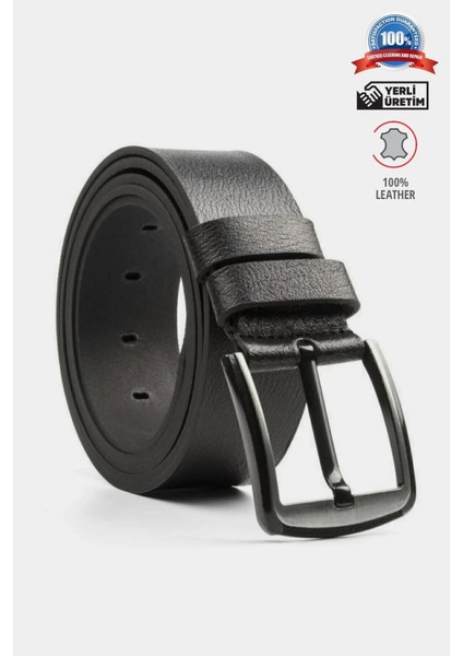 SIYAH%100 Hakiki Deri Kemer, Metal Toka, Erkek Günlük Kemer, Kot Kemer, En 4.5 cm