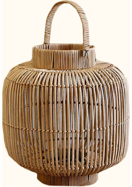 El Yapımı Dekoratif Rattan Mumluk 28X30X38, Şık ve Doğal Tasarım