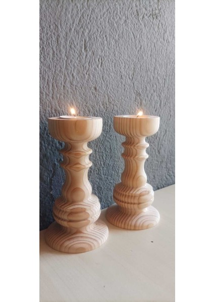 Şamdan ve Mumluk Çiftli Ahşap Tasarım, Şık ve Zarif Dekorasyon Parçası