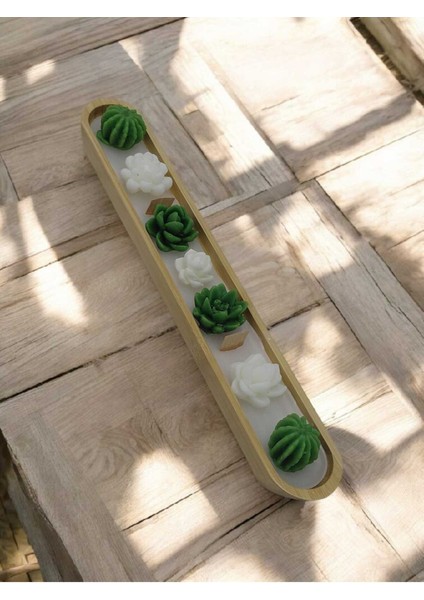 Bambu Dekoratif Kaktüs Kokulu Mum Seti - 7 Parça, Şık ve Zarif Tasarım