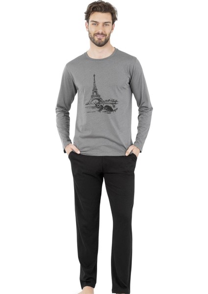 %100 Pamuk Kutulu Erkek Pijama Takım