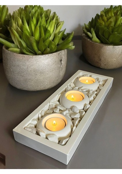 Şık 3’lü Dekoratif Tabaklı Mumluk Seti, Evinizin Atmosferini Güzelleştirir