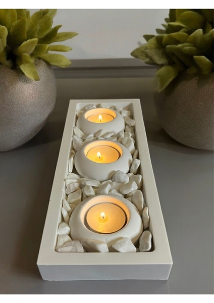 Şık 3’lü Dekoratif Tabaklı Mumluk Seti, Evinizin Atmosferini Güzelleştirir fiyatları