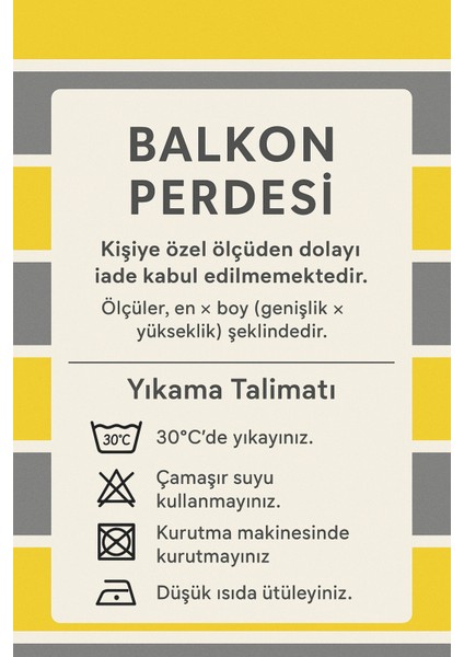 Lüks 1.Sınıf Eleleganse Kornişli Sarı-Beyaz Çizgili Özel Dikim Lüks Branda Balkon Perdesi