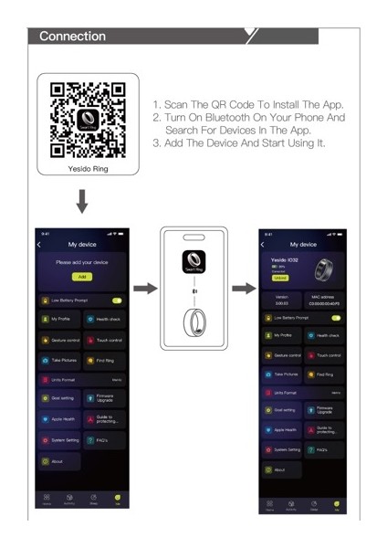 IO32 Akıllı Yüzük 50 Metre Su Geçirmez Sağlık, Egzersiz Takip Özellikli Bt Akıllı Yüzük 12 Size indirimleri
