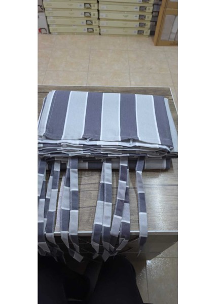 Lüks 1.Sınıf Elegan Antrasit Gri Kornişli Çizgili Lüks Özel Dikim Branda Balkon Perdesi modelleri